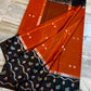 Rust Orange & Black Banarasi Soft Katan Silk Saree with Meenakari Floral Border