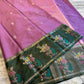 Onion Pink & Dark Green Soft Silk Saree with Meenakari Floral Border