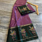 Onion Pink & Dark Green Soft Silk Saree with Meenakari Floral Border