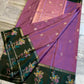 Onion Pink & Dark Green Soft Silk Saree with Meenakari Floral Border