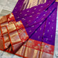 Royal Purple Soft Silk Saree with Orange Contrast Border & Meenakari Floral Lotus Zari Weaving