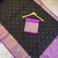 Black & Royal Purple Chiniya Silk Saree with Zari Grid Checks & Motif Border