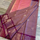 Dusty Mauve Soft Silk Saree with Rich Magenta Floral Zari Border