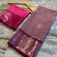 Dusty Mauve Soft Silk Saree with Rich Magenta Floral Zari Border
