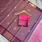Dusty Mauve Soft Silk Saree with Rich Magenta Floral Zari Border