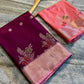 Magenta Pink Raw Mango Silk Saree with Baby Pink Border & Meenakari Floral Weaving