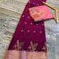 Magenta Pink Raw Mango Silk Saree with Baby Pink Border & Meenakari Floral Weaving