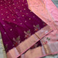 Magenta Pink Raw Mango Silk Saree with Baby Pink Border & Meenakari Floral Weaving