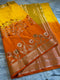 Mustard Yellow & Orange Dual-Tone Raw Mango Silk Saree with Floral Tree Zari Weaving