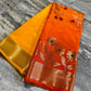 Mustard Yellow & Orange Dual-Tone Raw Mango Silk Saree with Floral Tree Zari Weaving