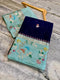 Navy Blue Raw Mango Silk Saree with Mint Green Meenakari Floral Border