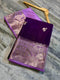 Deep Purple Raw Mango Silk Saree with Lavender Border & Meenakari Zari Work