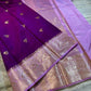Deep Purple Raw Mango Silk Saree with Lavender Border & Meenakari Zari Work
