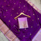 Deep Purple Raw Mango Silk Saree with Lavender Border & Meenakari Zari Work