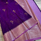Deep Purple Dupion Silk Saree with Soft Lavender Border & Meenakari Floral Motifs