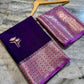 Deep Purple Dupion Silk Saree with Soft Lavender Border & Meenakari Floral Motifs