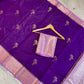 Deep Purple Dupion Silk Saree with Soft Lavender Border & Meenakari Floral Motifs