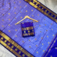 Periwinkle Blue Banarasi Silk Saree with Purple Temple Border & Gold Zari Paisley Weaving