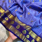 Periwinkle Blue Banarasi Silk Saree with Purple Temple Border & Gold Zari Paisley Weaving