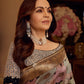 Black Nita Ambani Inspired Mashru Silk Saree with Multicolor Floral Weaving & Antique Gold Zari Border