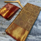 Nita Ambani Inspired Gold Tissue Silk Saree with Maroon Brocade Border & Mandala Zari Weaving