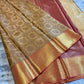 Nita Ambani Inspired Gold Tissue Silk Saree with Maroon Brocade Border & Mandala Zari Weaving