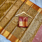 Nita Ambani Inspired Gold Tissue Silk Saree with Maroon Brocade Border & Mandala Zari Weaving