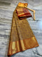Nita Ambani Inspired Gold Tissue Silk Saree with Maroon Brocade Border & Mandala Zari Weaving