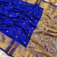 Royal Blue Katan Silk Buti Saree with Ghungroo Work & Rich Golden Zari Border | Traditional Wedding & Festive Saree