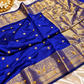 Royal Blue Katan Silk Buti Saree with Ghungroo Work & Rich Golden Zari Border | Traditional Wedding & Festive Saree