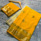 Raw Mango Cream and Yellow Silk Saree | Festive Silk Saree with Zari Border