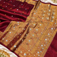 Maroon Tissue Silk Saree with Ghungroo, Mirror & Moti Work | Rich Golden Zari Designer Saree for Wedding & Festive Wear