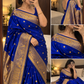 Royal Blue Katan Silk Buti Saree with Ghungroo Work & Rich Golden Zari Border | Traditional Wedding & Festive Saree