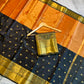 Black & Copper Orange Soft Tissue Saree with Gold Zari Floral Border | Festive & Wedding Saree