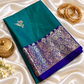 Katan Silk Saree for Women | Teal Blue Saree with Rich Zari Floral Border | Elegant Traditional Party Wear Saree