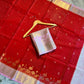 Red Katan Silk Saree with Pink Zari Border & Floral Weave | Traditional Indian Saree