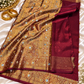 Maroon Tissue Silk Saree with Ghungroo, Mirror & Moti Work | Rich Golden Zari Designer Saree for Wedding & Festive Wear