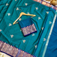 Katan Silk Saree for Women | Teal Blue Saree with Rich Zari Floral Border | Elegant Traditional Party Wear Saree
