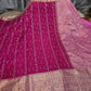 Pink Chinya Silk Saree with Mirror & Pearl Work | Designer Festive Saree