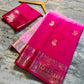 Raw Mango Baby Pink and Rani Pink Silk Saree | Festive Dual Tone Zari Border Saree