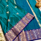 Katan Silk Saree for Women | Teal Blue Saree with Rich Zari Floral Border | Elegant Traditional Party Wear Saree
