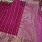 Pink Chinya Silk Saree with Mirror & Pearl Work | Designer Festive Saree
