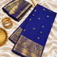 Royal Blue Katan Silk Buti Saree with Ghungroo Work & Rich Golden Zari Border | Traditional Wedding & Festive Saree