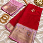 Red Banarasi Silk Saree with Pink Zari Border & Floral Buti | Traditional Designer Saree