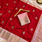 Red Banarasi Silk Saree with Pink Zari Border & Floral Buti | Traditional Designer Saree