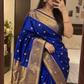 Royal Blue Katan Silk Buti Saree with Ghungroo Work & Rich Golden Zari Border | Traditional Wedding & Festive Saree