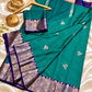 Katan Silk Saree for Women | Teal Blue Saree with Rich Zari Floral Border | Elegant Traditional Party Wear Saree