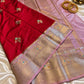 Red Banarasi Silk Saree with Pink Zari Border & Floral Buti | Traditional Designer Saree