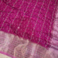 Pink Chinya Silk Saree with Mirror & Pearl Work | Designer Festive Saree