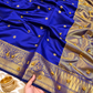 Royal Blue Katan Silk Buti Saree with Ghungroo Work & Rich Golden Zari Border | Traditional Wedding & Festive Saree